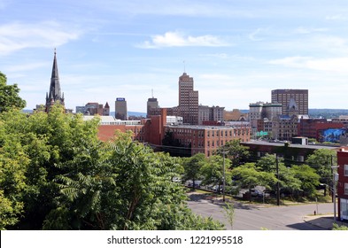 SYRACUSE, NY, USA - JUNE 26: A View Of The Skyline Of Downtown Syracuse In Syracuse, New York On June 26, 2018. Syracuse Is A City In Upstate New York.