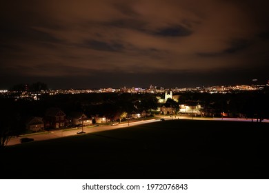 Syracuse, NY, USA. May 5th 2021. Syracuse NY Skyline At Dark From Woodland Reservoir. 