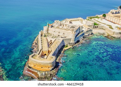 Syracuse Sicily. Aerial view of Maniace fortress in Ortigia. - Shutterstock ID 466129418