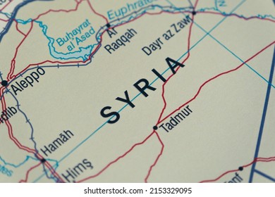 Syria Country And Location On Map, Macro Shot And Close-up Of Syria On Map, Travel Idea, Vacation Concept, Syrian Culture, Middle East Destination, Top View