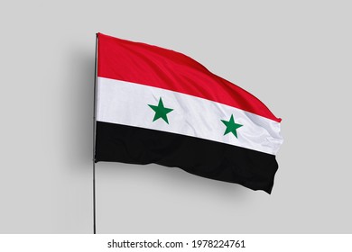 Syria flag isolated on white background with clipping path. close up waving flag of Syria. flag symbols of Syria. Syria flag frame with empty space for your text.