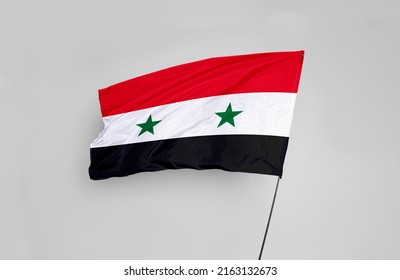 The Syria flag is isolated on a white background with a clipping path. flag symbols of Syria. flag frame with empty space for your text.