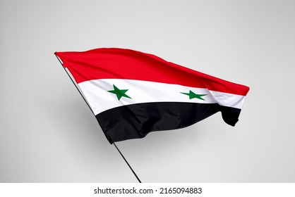 Syria flag isolated on white background with clipping path. flag symbols of Syria. flag frame with empty space for your text.