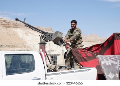 SYRIA, MAALULA - SEPTEMBER 2013. The Soldiers Of The Syrian National Army At The Gates Of The City Ma'loula. Maaloula Became A Place Of Fighting Between Assad Forces And The Rebels.