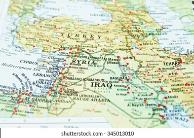Syria on map in focus only, Syria crisis.
