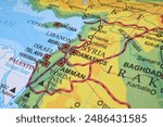 Syria of the World Map. Close up and selective focus