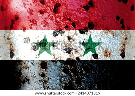 The Syrian flag has been exposed many times. Use as a basemap or background. Double exposure creative hologram.