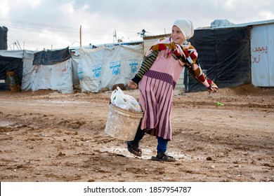 A Syrian girl at Zaatari refugee camp in Jordan on 2018-12-15