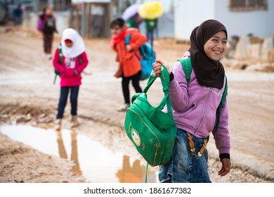 A Syrian Girl At Zaatari Refugee Camp In Jordan On 2018-12-15