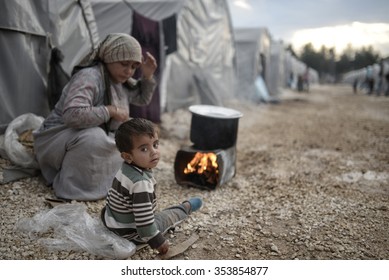 Syrian refugees families who came from Kobani district living in refugees tent in Suruc district, 25 October 2015, Turkey, Sanliurfa.
