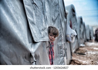 Syrian Refugees Walking On Turkey-Syria Border In Suruc District. 18 FEBRUARY 2015 SANLIURFA At TURKEY, 