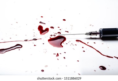 Syringe Blood Splatter On White Background Stock Photo 1511886029 ...