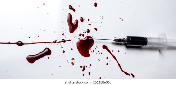 Syringe Blood Splatter On White Background Stock Photo 1511886065 ...