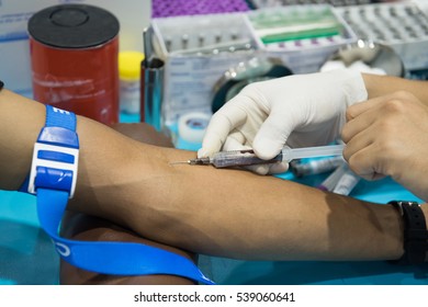 Syringe Hands Taking Blood Sample Patient Stock Photo (Edit Now) 539060641