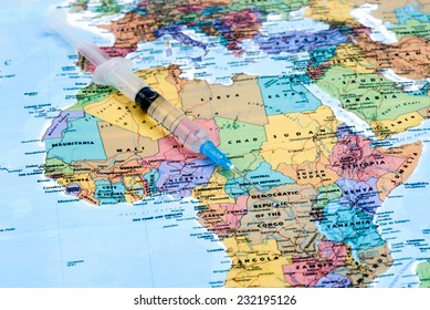 Syringe On A Map Of Africa 