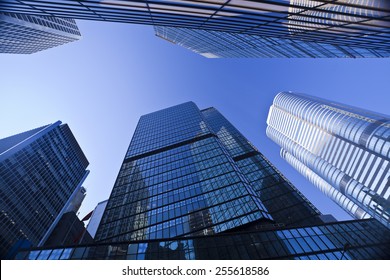 Syscrapers In Hong Kong In Daytime, Blue Tone