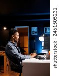 System administrator handling software optimization on terminal window, working with IT engineering language to insert html code. Self employed programmer managing database server security.