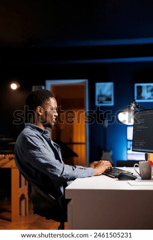 System administrator handling software optimization on terminal window, working with IT engineering language to insert html code. Self employed programmer managing database server security.