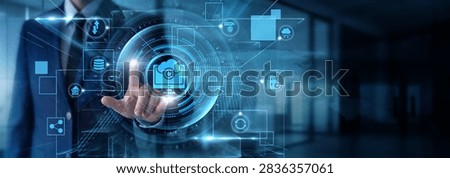System Administrator touching Backup data and disaster recovery solution, secure cloud storage replication, digital file preservation, server failure protection.