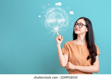 System Artificial intelligence chatbot , Business woman using Smartphone With ChatGPT Chat Bot AI , Technology smart robot Ai Chat GPT application software , robot application Chat GPT - Shutterstock ID 2249918533