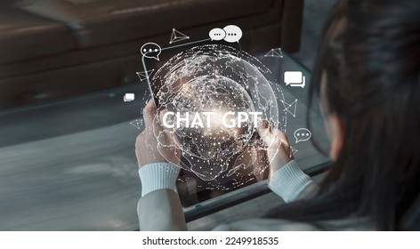System Artificial intelligence chatbot , Business woman using Smartphone With ChatGPT Chat Bot AI , Technology smart robot Ai Chat GPT application software , robot application Chat GPT - Shutterstock ID 2249918535