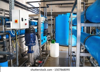 System of automatic treatment and multi-level filtration of drinking water produced from well. Plant or factory for production of purified drinking water.