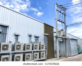 System of central conditioning set on the outside of the building