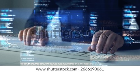 System engineer and programming digital development. IT operations concept.Software development updating.Agile programming and DevOps technology. Programmer working with computer code.