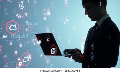 System engineering concept. Communication network. GUI (Graphical User Interface).