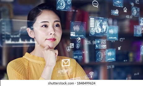 System engineering concept. Female programmer. Software development. Digital transformation.