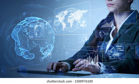 System engineering concept. GUI (Graphical User Interface). Computer programmer.