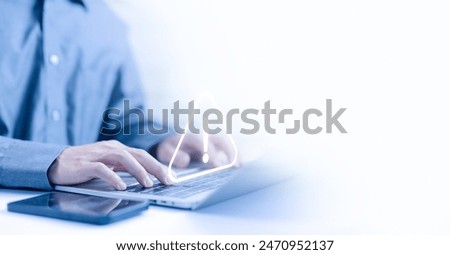 system failure, caution danger a computer is attacked, cyber error symbol warning sign, notification spam in the laptop. concept of risk website technology digital online, leak of software data