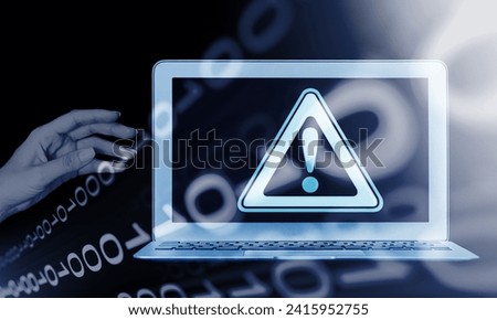 System hacked alert on computer screen. Cyber attack