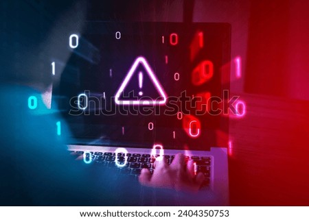 System hacked warning alert, Cyberattack computer network, Cybersecurity, Notification error maintenance, Virus cybercrime, Identity theft, Data breach, Software internet website, Scam phishing,