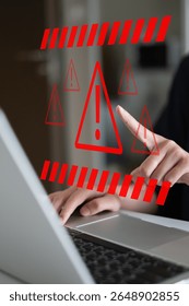 System hacked warning alert network virus threat attack online security computer technology concept data information digital cyber crime protection danger risk safety error firewall privacy spyware