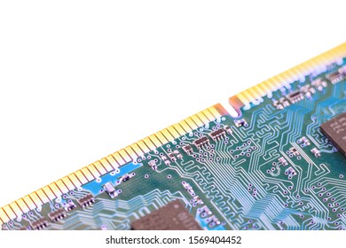system, main memory, random access memory, computer detail, close-up, high resolution, isolated on white background, selective focus