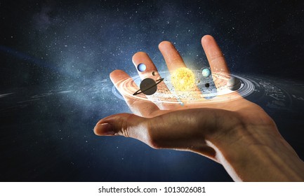 System of planets . Mixed media