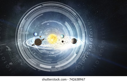 System of planets . Mixed media