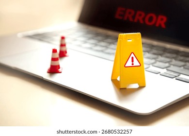 System under construction and computer error fix concept