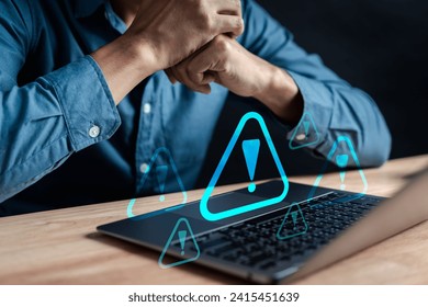 System warning caution sign for notification error and maintenance concept. cyber attack on computer network. Cybersecurity vulnerability, data breach, illegal connection, compromised information. - Powered by Shutterstock