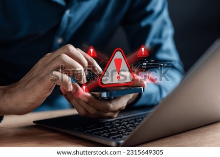 System warning error popup and maintenance showing. cyber attack on online network error system. Cybersecurity vulnerability, data breach, illegal connection, compromised information.