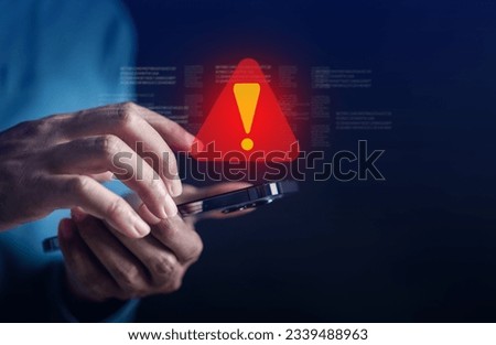 System warning error popup and maintenance showing. cyber attack on online network error system. Cybersecurity vulnerability, data breach, illegal connection, compromised information.