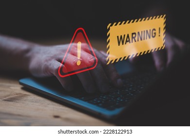 System warning hacked alert, cyber attack on computer network. Cybersecurity vulnerability, data breach, illegal connection, compromised information concept. Malicious software, virus and cybercrime. - Shutterstock ID 2228122913