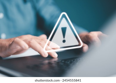 System warning on hacked alert, cyberattack in computer network. Cybersecurity vulnerability, data breach illegal connection, compromised information concept. Malicious software, virus and cybercrime.