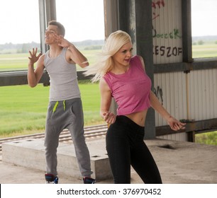 SZAMOTULY, POLAND - JUNE 03, 2015: Attractive Woman Working During Shooting Music Video Clip Of The Polish Disco Band Jurad