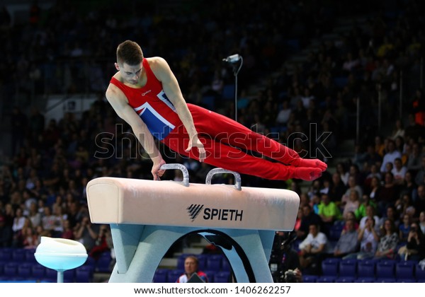 Szczecin, Poland, April 13,
2019: British gymnast Max Whitlock in action during the 8th UEG
individual European Championships in Artistic Gymnastics at Netto
Arena.