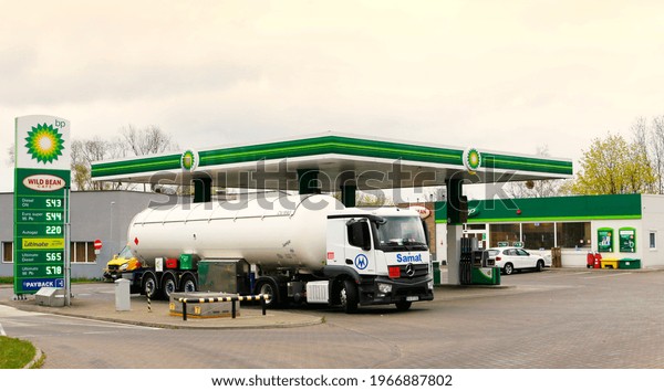 Szczecin, Poland - May 5, 2021: BP petrol station\
in Szczecin in Poland