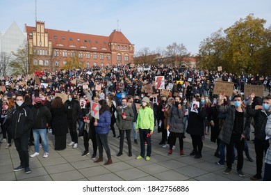 Szczecin (Poland) October 28, 2020. Women's Protest. The Demonstrations Are Caused By The Ruling Of The Constitutional Tribunal Of The Republic Of Poland To Tighten Abortion Regulations In Poland