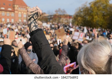 Szczecin (Poland) October 28, 2020. Women's Protest. The Demonstrations Are Caused By The Ruling Of The Constitutional Tribunal Of The Republic Of Poland To Tighten Abortion Regulations In Poland