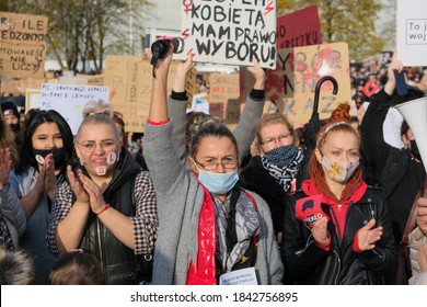 Szczecin (Poland) October 28, 2020. Women's Protest. The Demonstrations Are Caused By The Ruling Of The Constitutional Tribunal Of The Republic Of Poland To Tighten Abortion Regulations In Poland